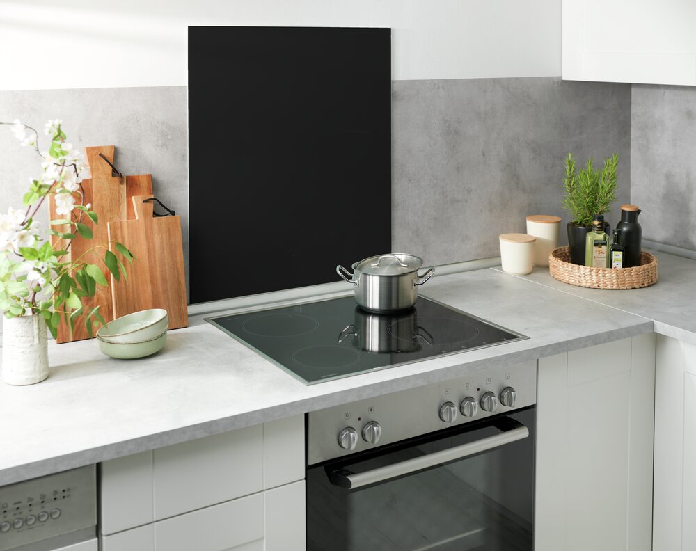 Fond de hotte, crédence cuisine verre, Noir, 60x70 cm  Protection contre les éclaboussures pour la cuisinière ou l'évier