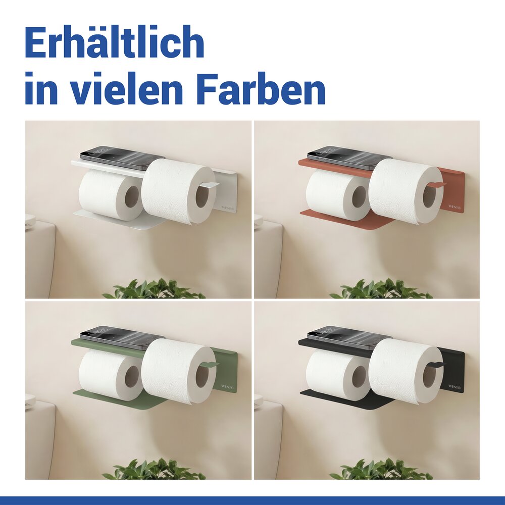 Turbo-Loc® Toilettenpapierhalter mit Ablage Mod. Lizan Weiß  Befestigen ohne Bohren
