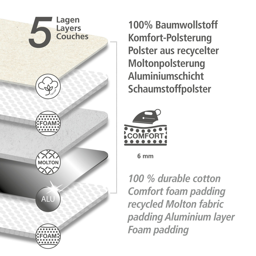 Bügeltischbezug Mod. Air Comfort M  Bügelbrettbezug, 125 x 40 cm