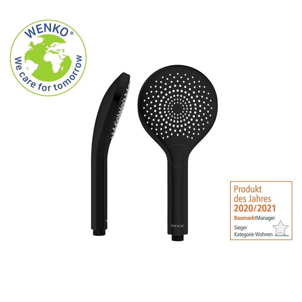 Duschkopf Watersaving Schwarz matt  Ø 12 cm