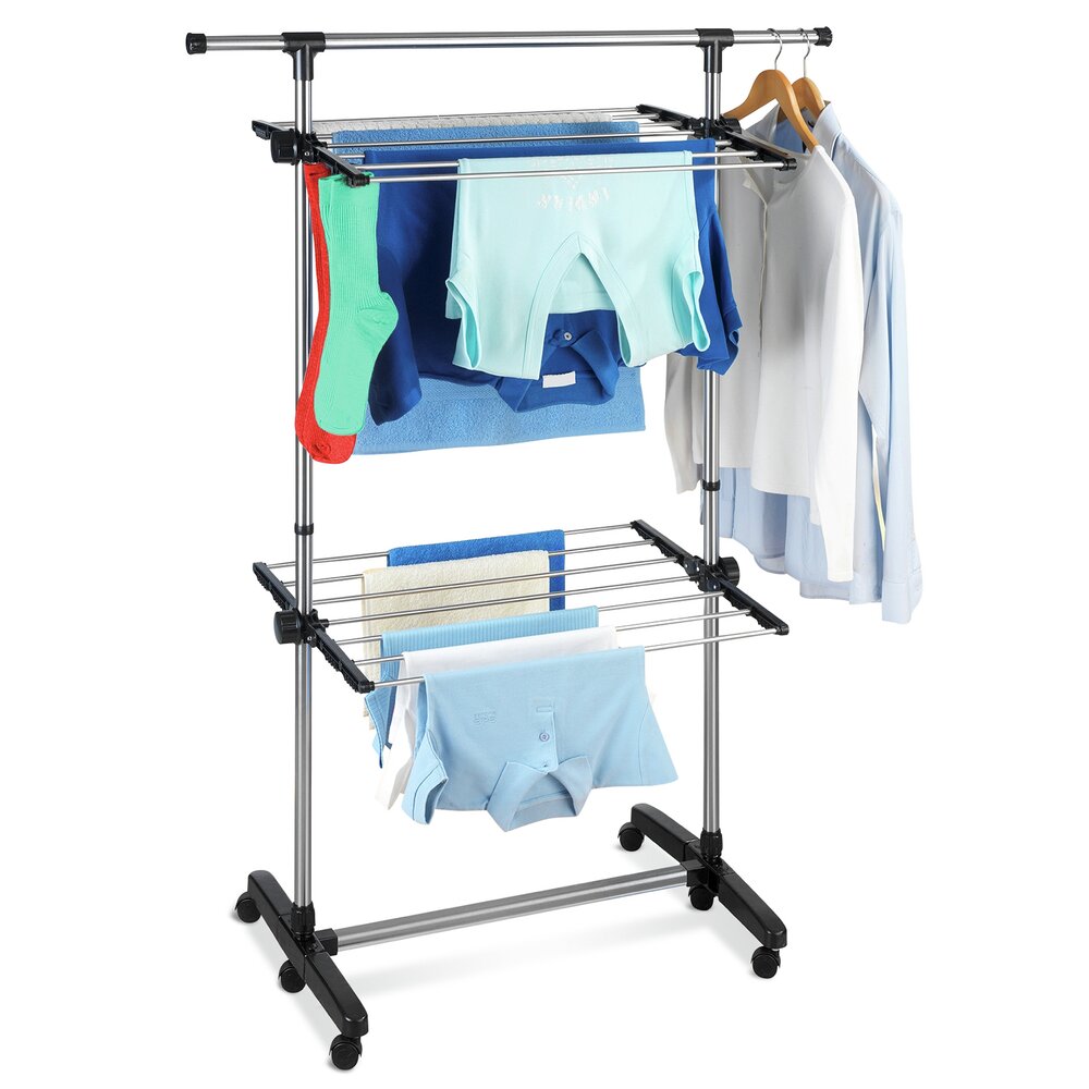 Platzspar-Wäscheständer  aus rostfreiem Edelstahl