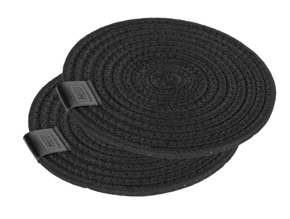Topfuntersetzer Mod. SVEA 2er, schwarz, Polyester/PVC, Ø20x1 cm  hitzeresistent bis 200°C