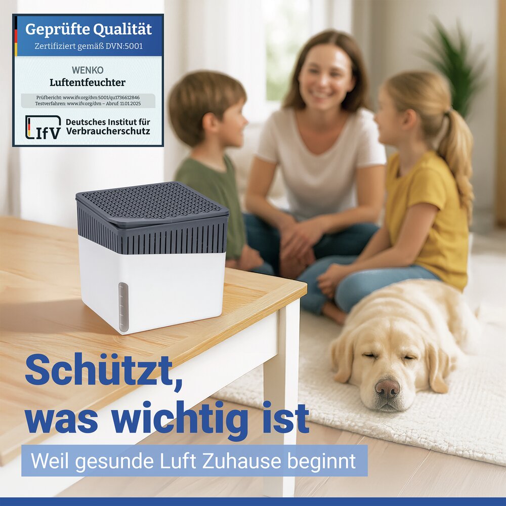 Luftentfeuchter Mod. Cube Weiß 1000 g  für Räume bis ca. 80 m³