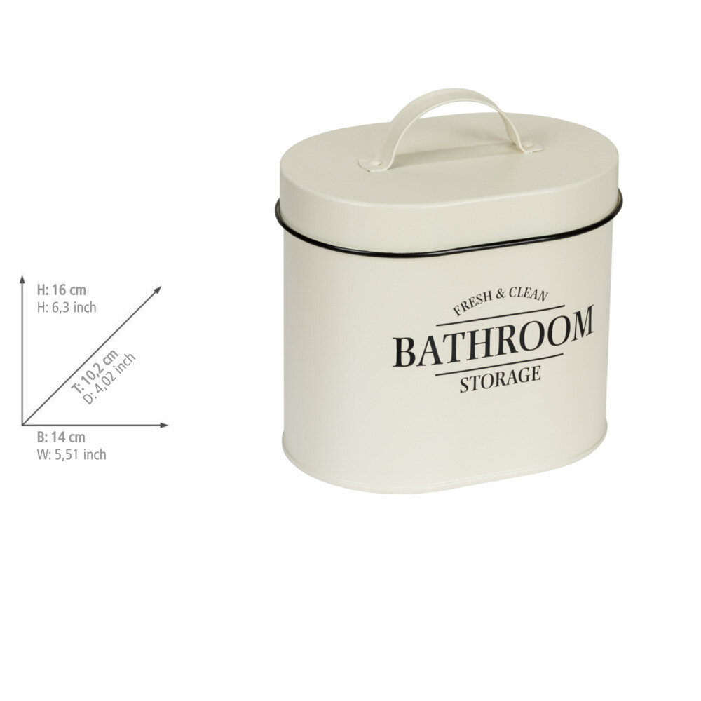 Badbox mit Deckel Mod. Uri Beige, oval  aus Stahl