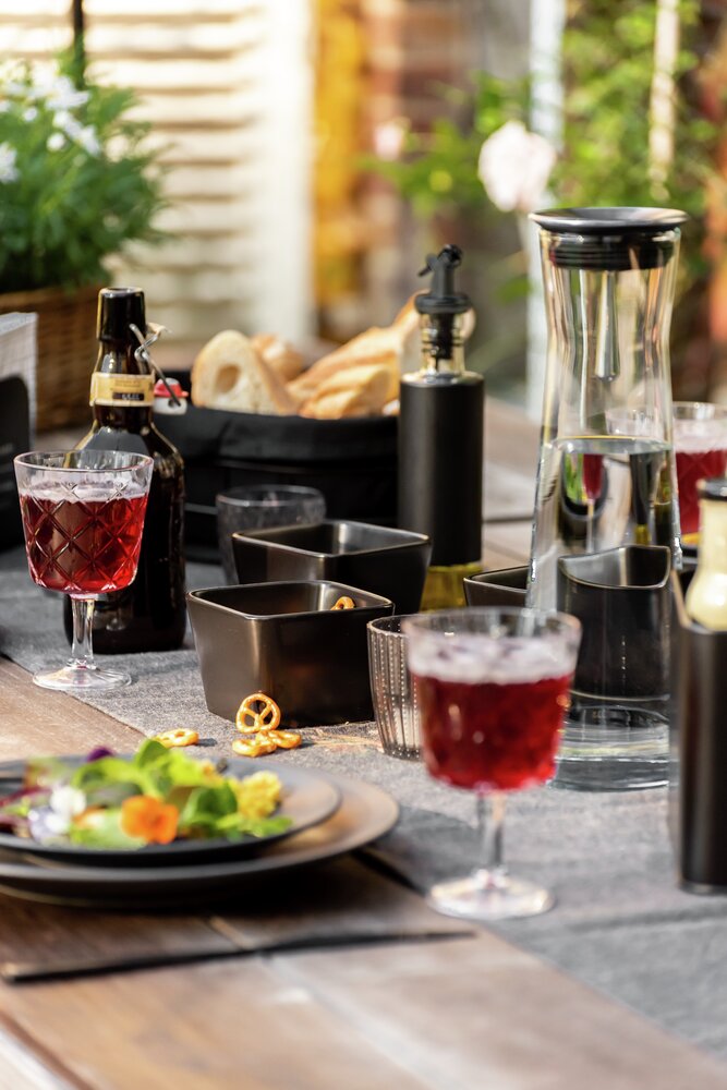 Snack & Dip Schalen Set Schwarz matt  Tablett mit 3 x 300 ml Schalen