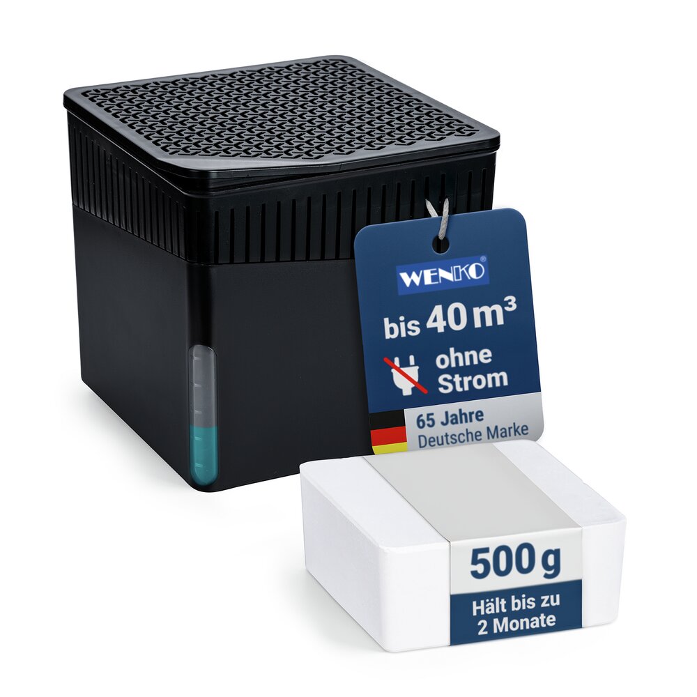 Raumentfeuchter Mod. Cube 500 g Schwarz  beugt Schimmel und Gerüchen vor