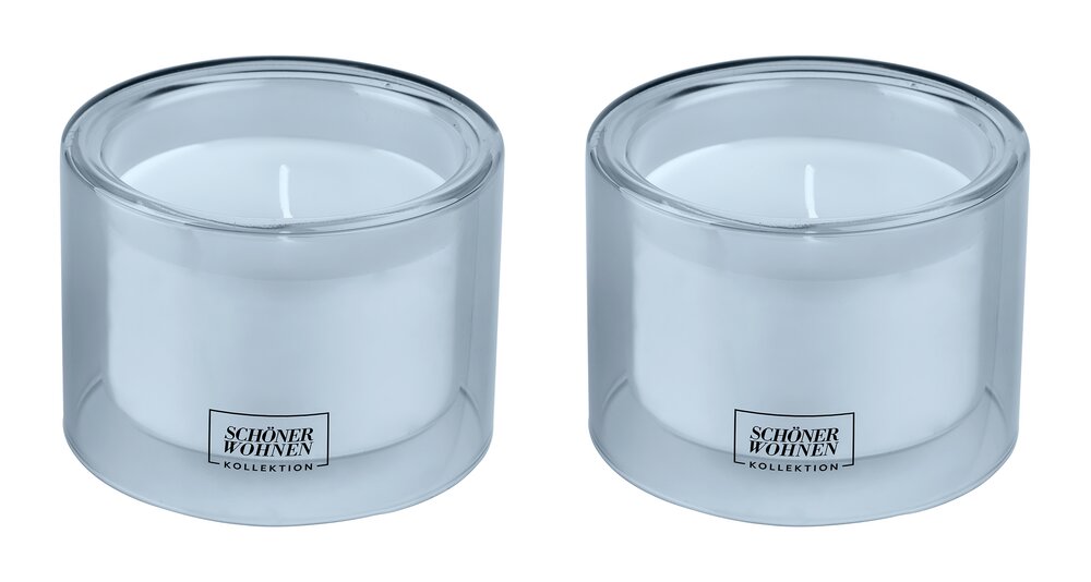 Collection SCHÖNER WOHNEN Bougie parfumée Mod. Soft-Cotton M, lot de 2  Durée de combustion : 30 - 40 heures