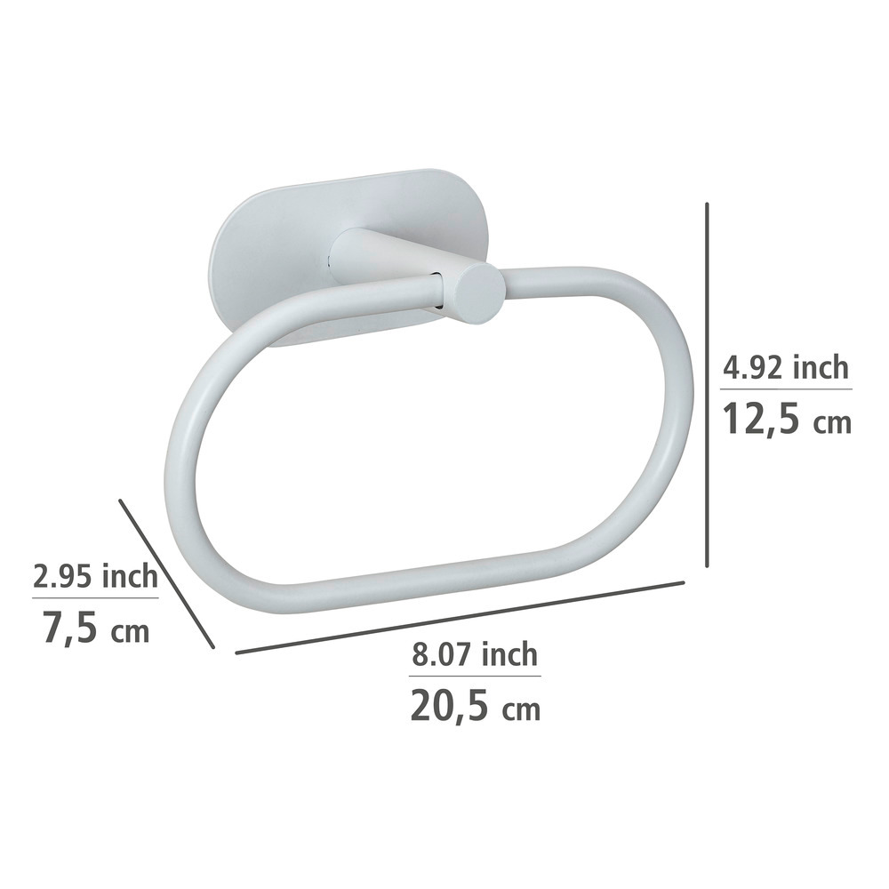 Turbo-Loc® Handtuchring Mod. Orea White matt  aus rostfreiem Edelstahl