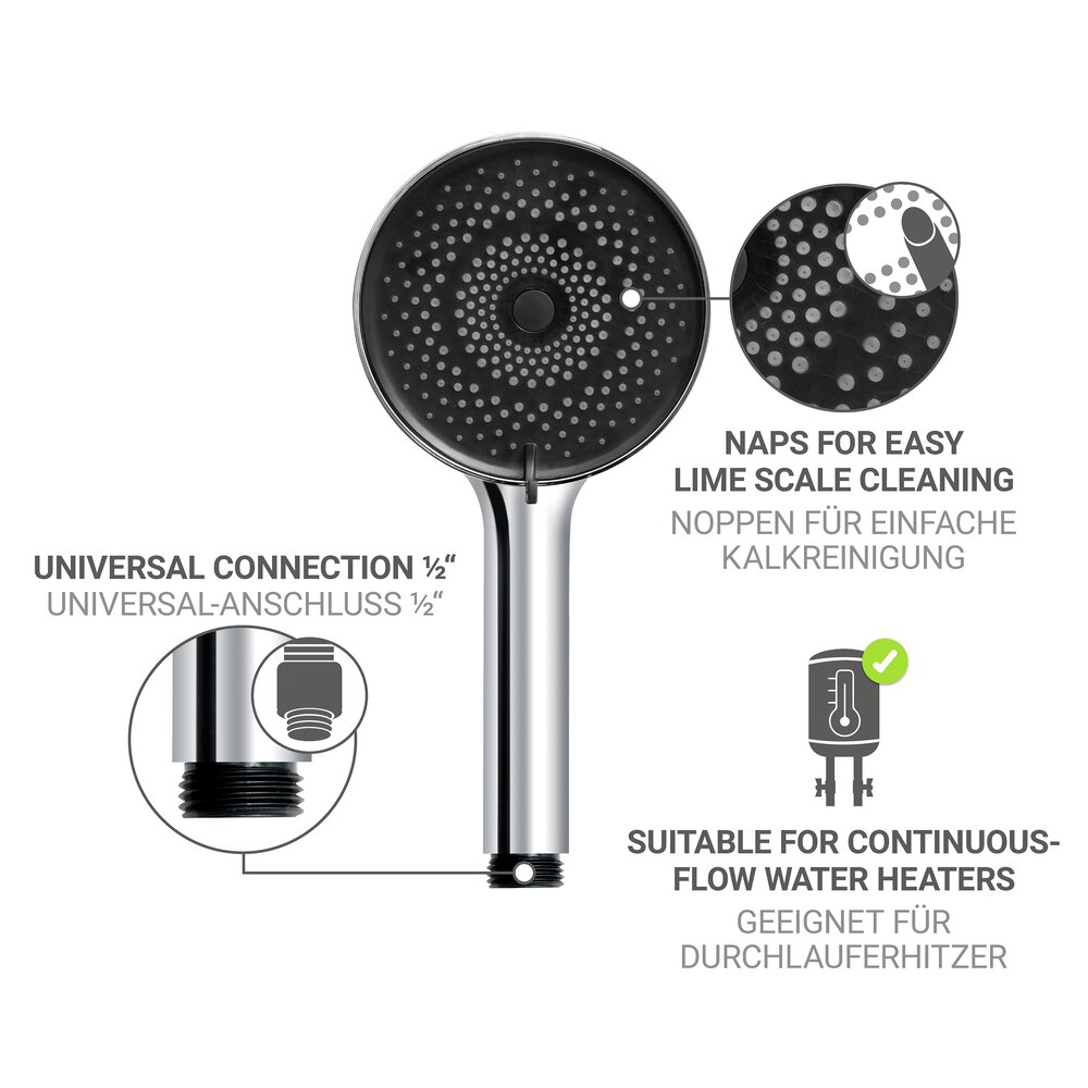 Doucheset Mod. Softwater, chroom, roestvrij staal, 70 cm