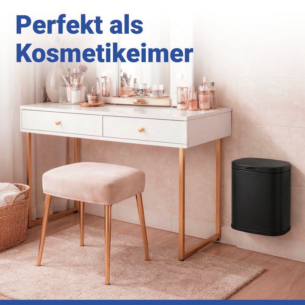 Wandcosmetica-afvalbak mod. Sare zwart 3 l