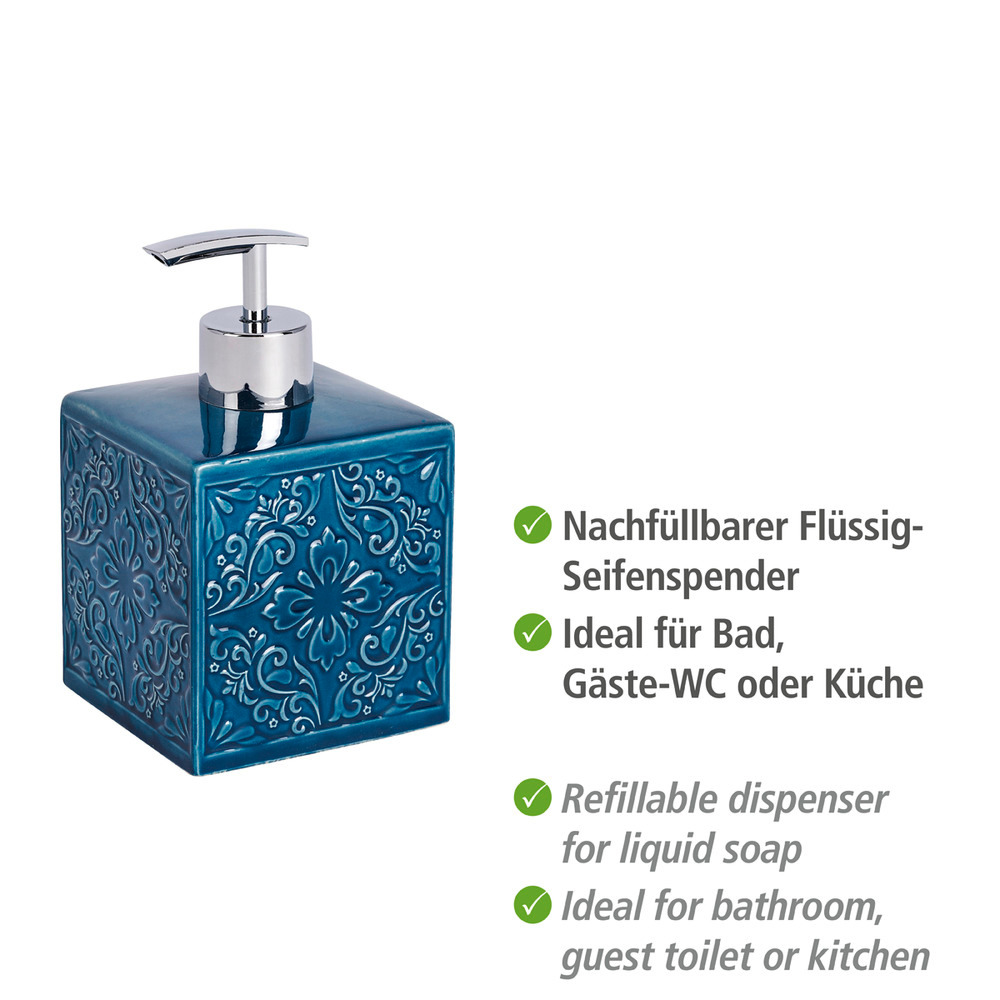 Seifenspender Mod. Cordoba Blau  hochwertige Keramik, 500 ml