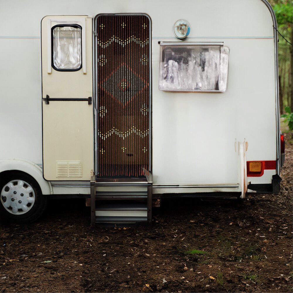 Bambusvorhang Rhombus, mehrfarbig, holz, 90x200 cm  31 Stränge, Ahornholzperlen