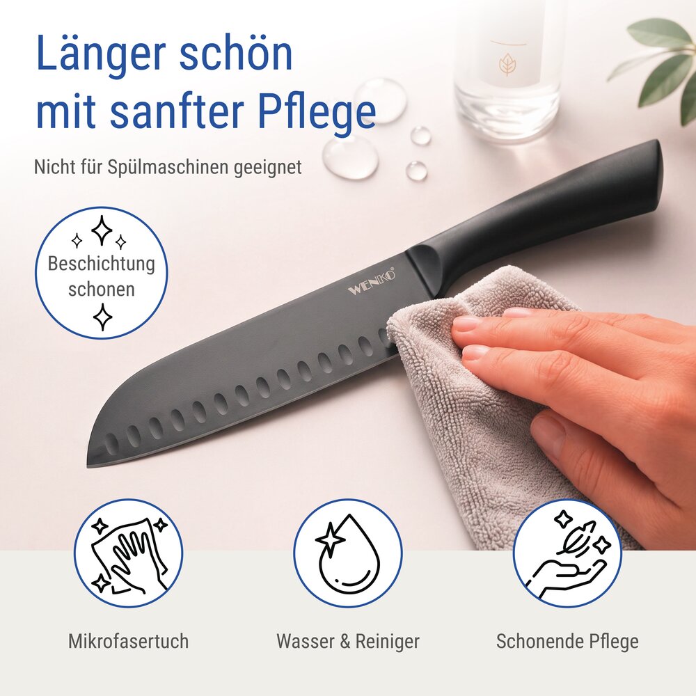 Couteau Santoku Mod. Ace, noir  couteaux de cuisine en acier inoxydable