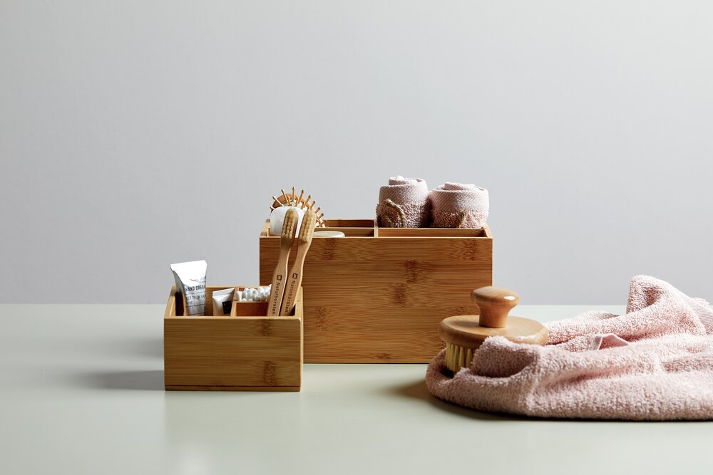 Organizer Mod. Terra, bruin, bamboe, set van 2, 3 vakken, 12x8,5x9 cm per stuk