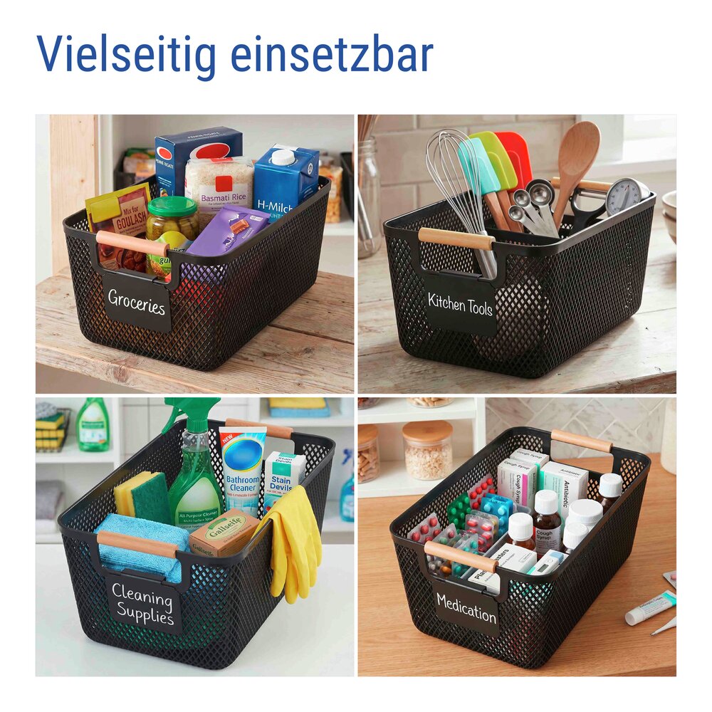 Panier de rangement L  avec clip d'étiquetage et stylo