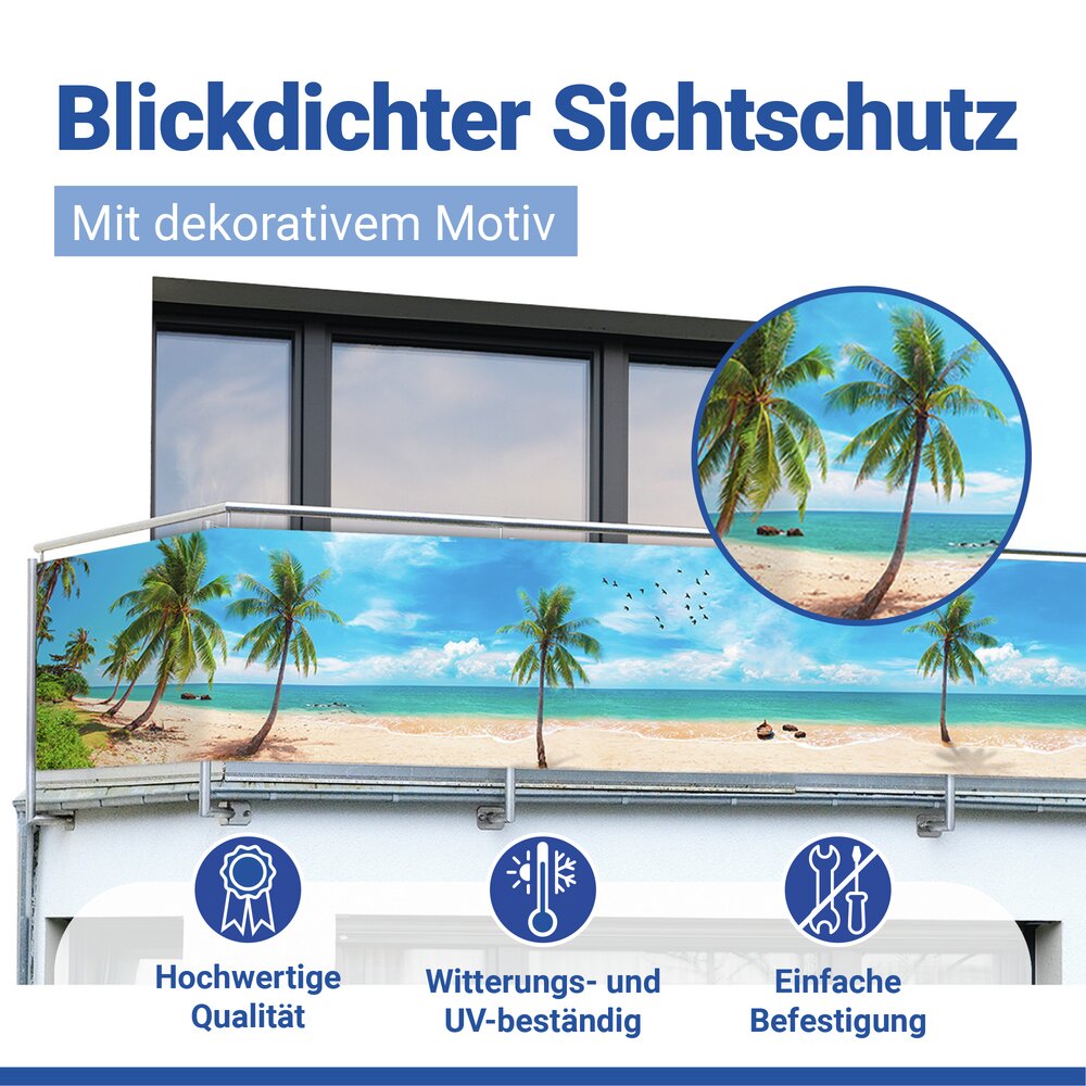Balkon-Sichtschutz Mod. Karibik  UV- und witterungsbeständig