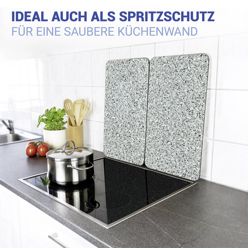 Plaque de Recouvrement Universelle Mod. Granit, set de 2  pour tous les types de cuisinières