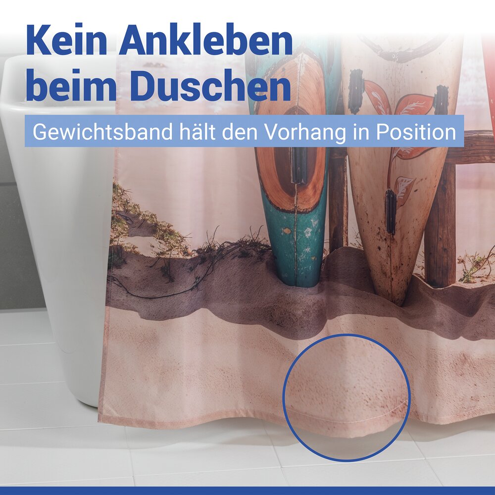 Duschvorhang Mod. Louros, 180 x 200 cm  100 % Polyester aus recyceltem PET