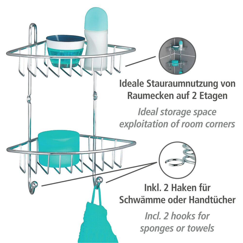 Eckregal Mod. Milano mit 2 Etagen  Chrom
