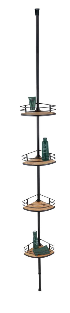 Teleskop-Eckregal Mod. Dolcedo aus Bambus und Edelstahl  aus rostfreiem Edelstahl