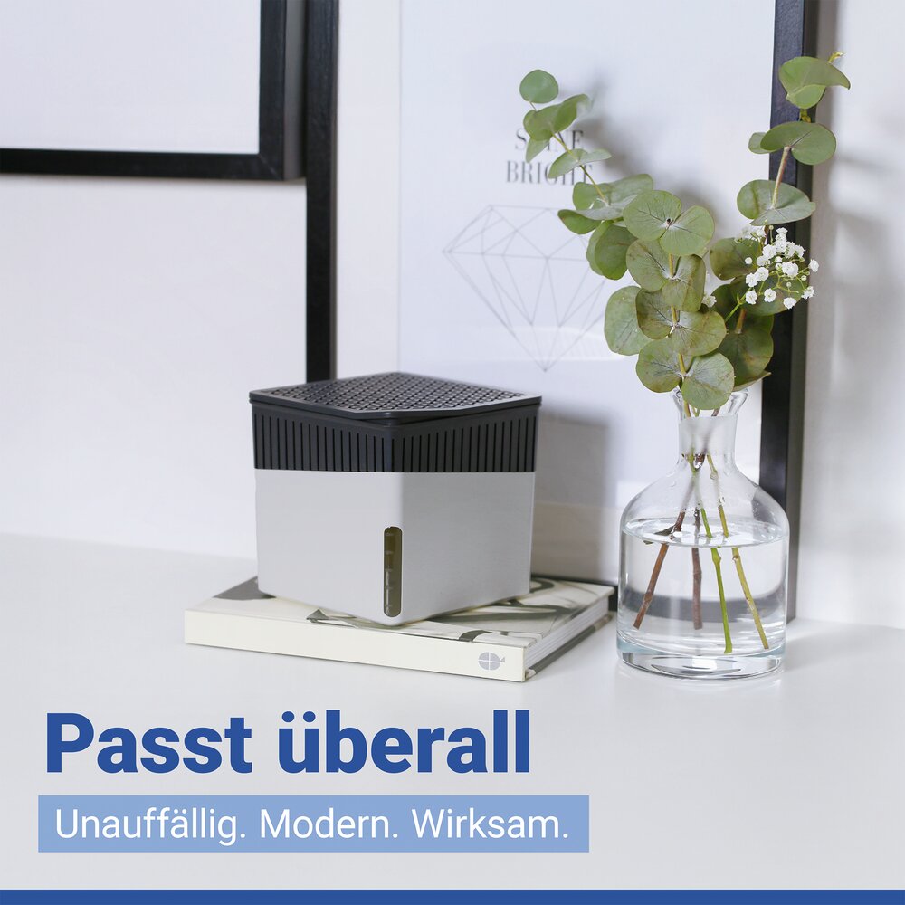 Luftentfeuchter Mod. Cube Grau 500 g, 2er Set  für Räume bis ca. 40 m³