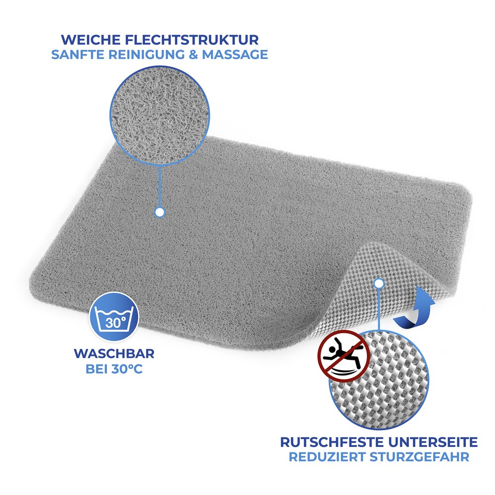 Wellness Duschmatte, Grau  schnelltrocknend