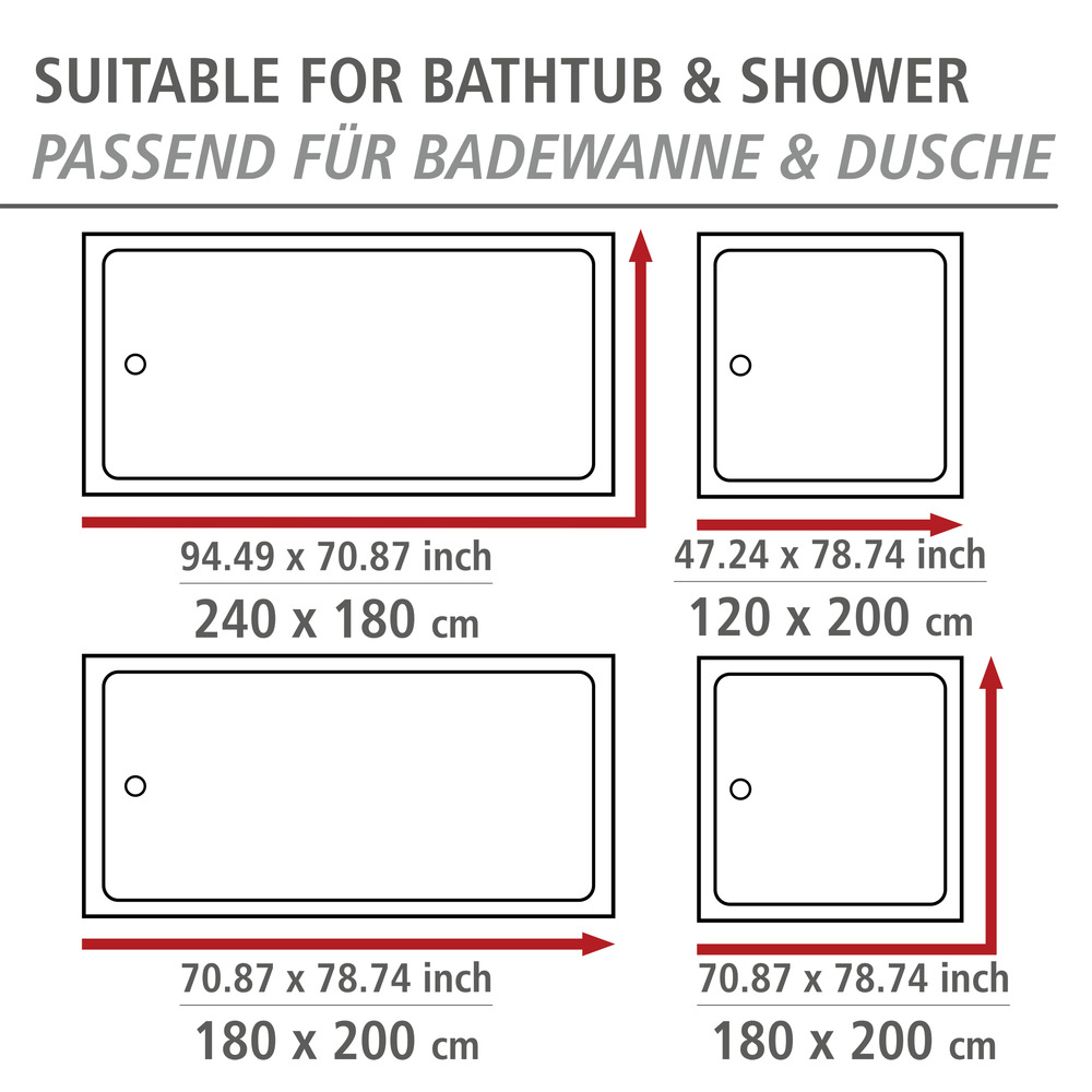 Duschvorhang Mod. Alara  180 x 200 cm, Textil (100 % recyceltes Polyester)