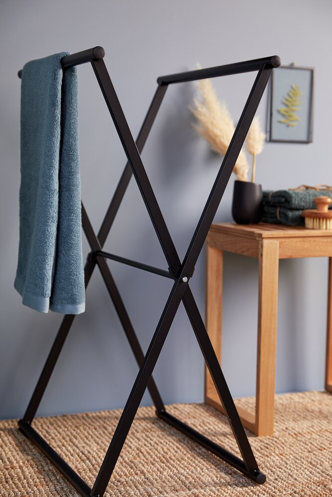 Porte-serviettes Lava noir mat  repliable