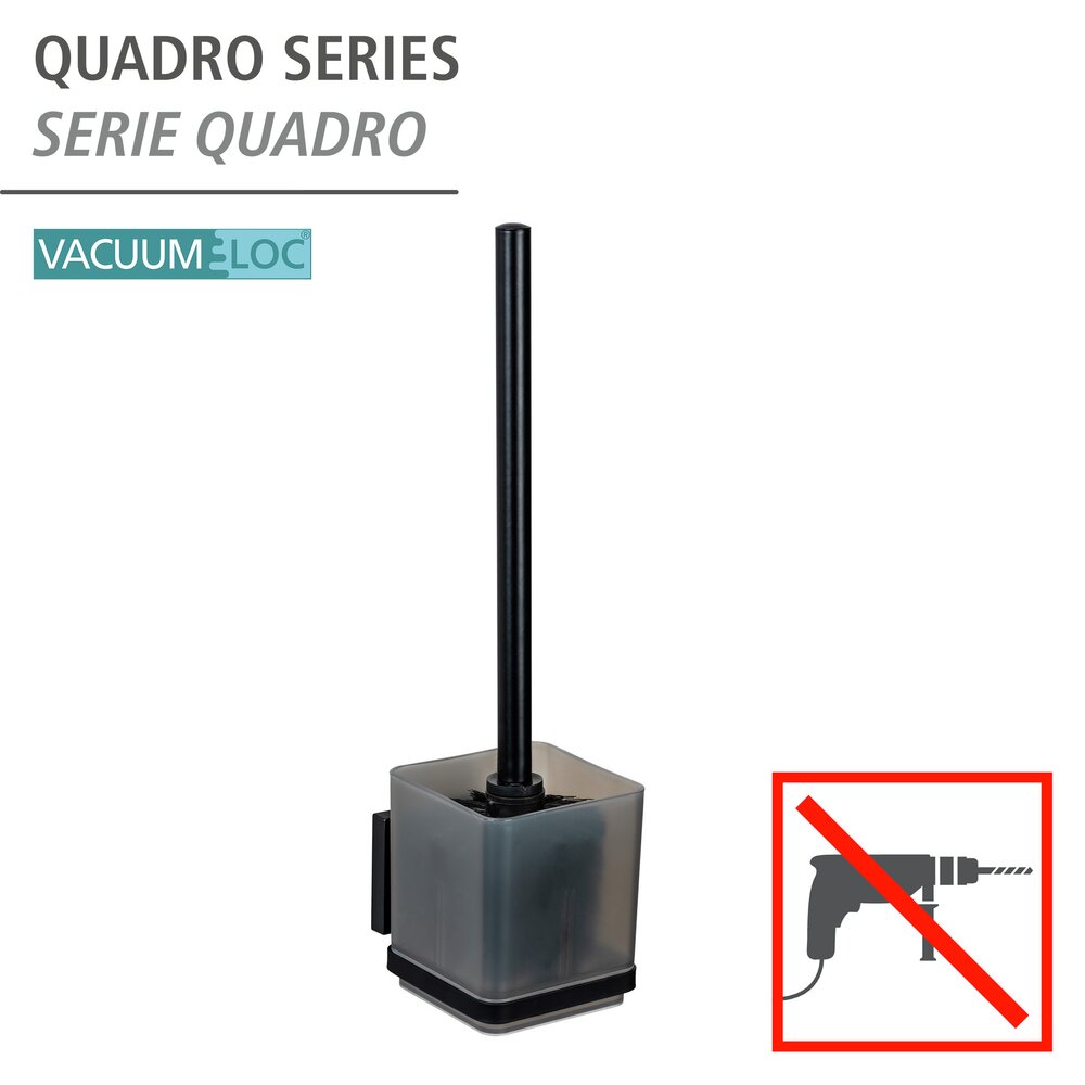 Vacuum-Loc® WC-Garnitur Mod. Quadro Schwarz  Befestigen ohne Bohren