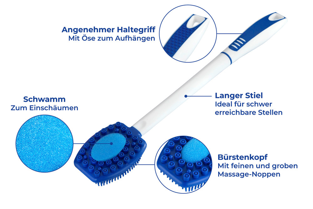 Silikon Wellness-Bürste 3in1  mit zwei Schwamm-Einsätzen