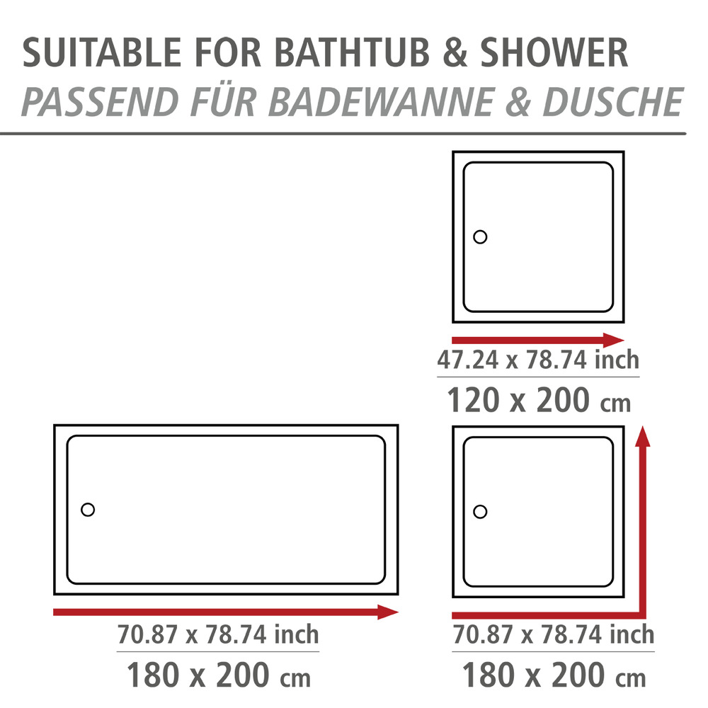 Duschvorhang Uni Weiß, 180 x 200 cm  waschbar