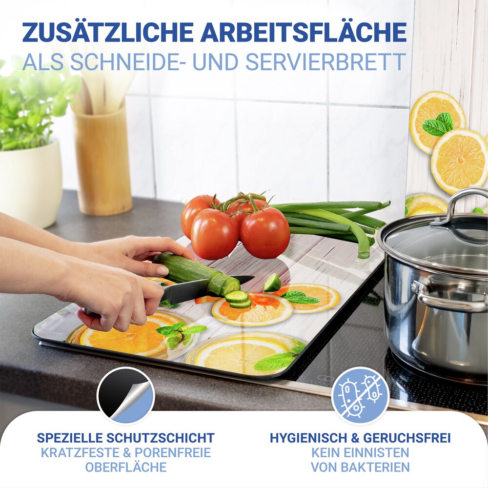Protège-plaque universel Citrons  set de 2, pour tous les types de cuisinières