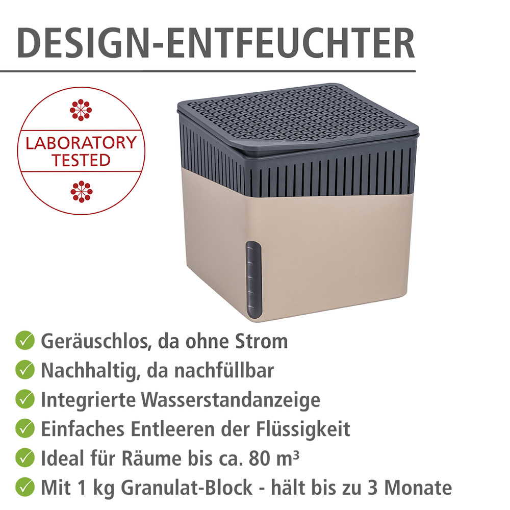 Raumentfeuchter Mod. Cube Beige, 2 x 1000 g  für Räume bis ca. 80 m³