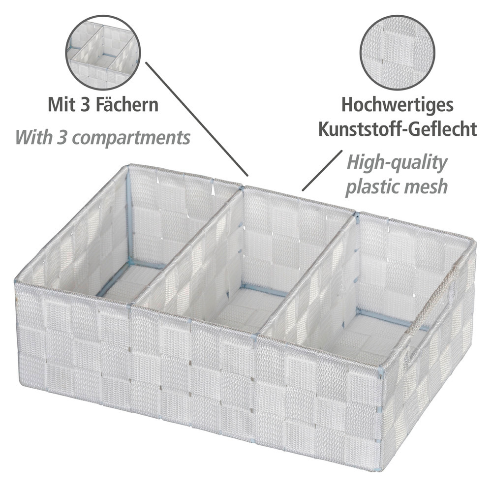 Organizer Mod. Adria Weiß, 3 Fächer, mit Griff  mit Griff