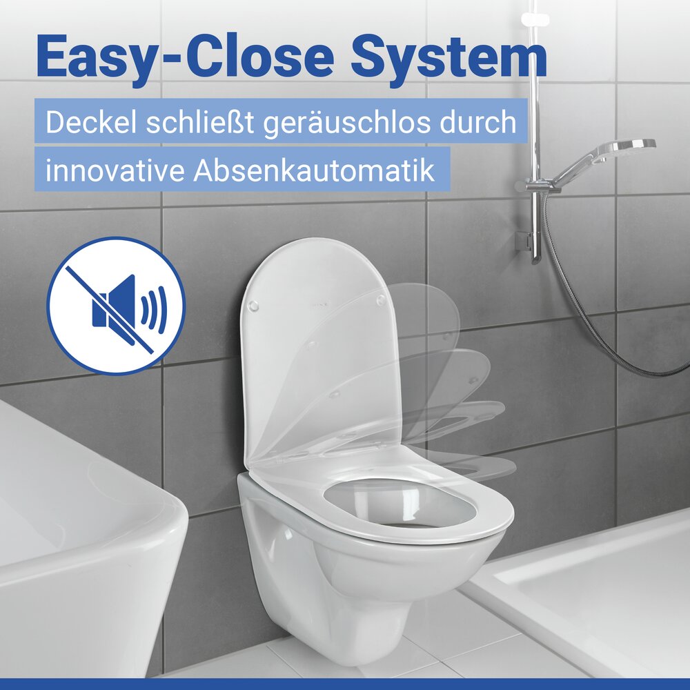 WC Sitz Mod. Galati Weiß matt  Toilettendeckel in D-Form mit Absenkautomatik