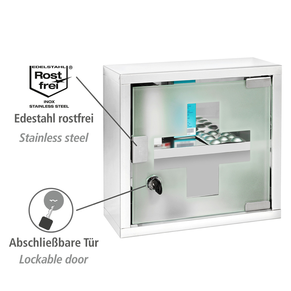 Medikamentenschrank Edelstahl 25 x 25 cm  glänzend