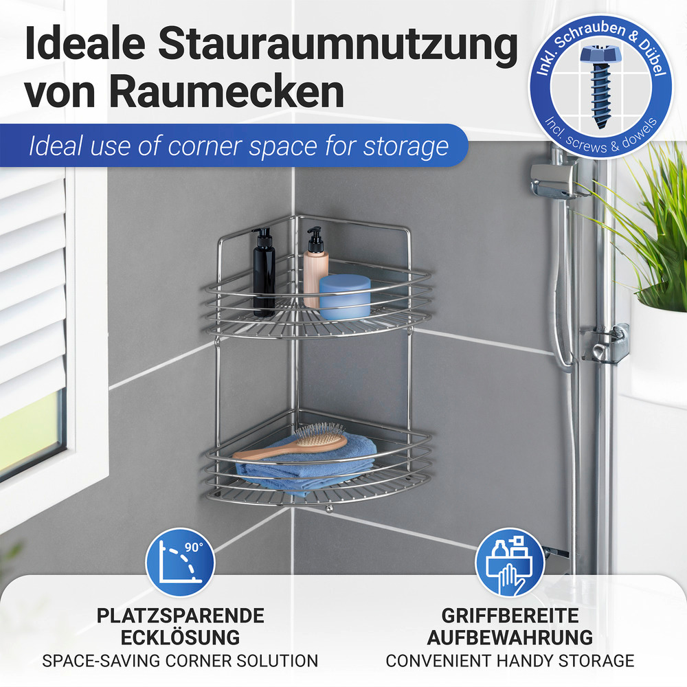 Eckwandablage Mod. Milano mit 2 Etagen  Chrom