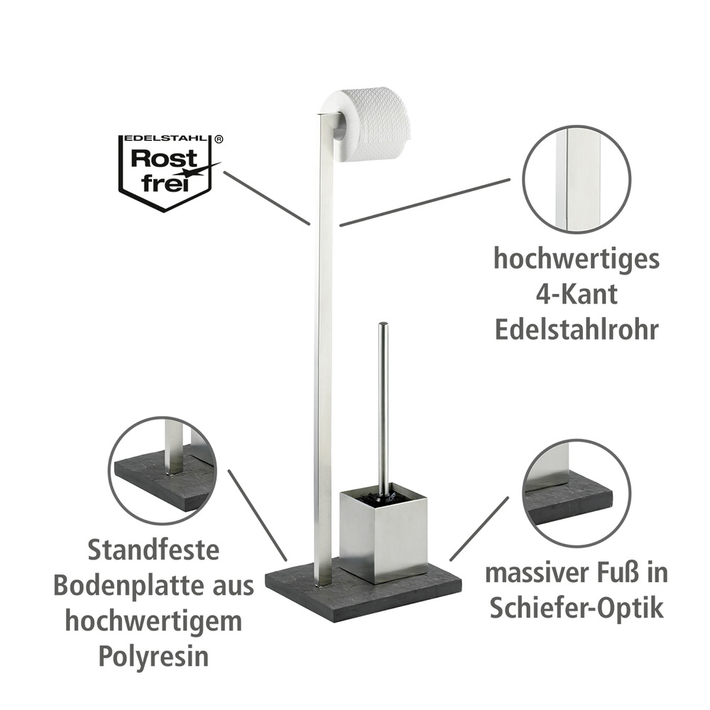 Stand WC-Garnitur Mod. Slate Rock  Edelstahl rostfrei