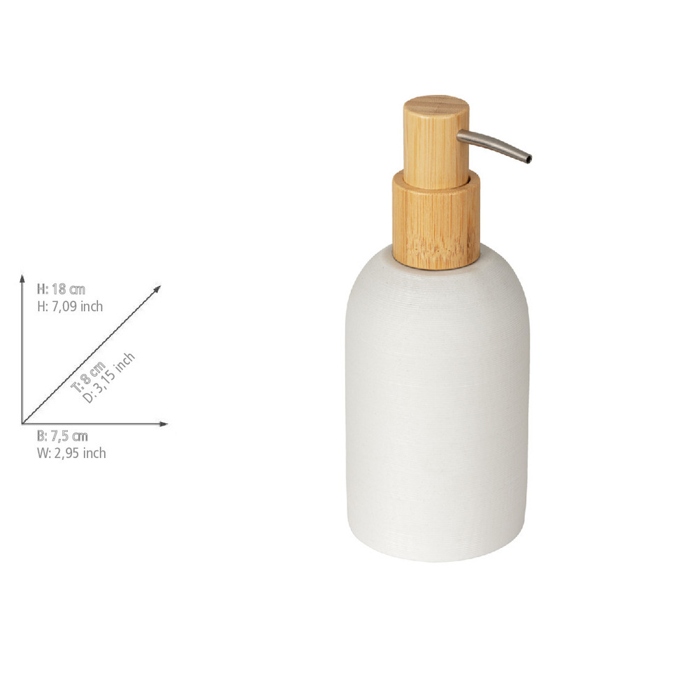 Bad-Accessoire Set Mod. Altavalle, weiß, polyresin, bambus, Ø8,5x18,5 cm  natürliche bambuselemente