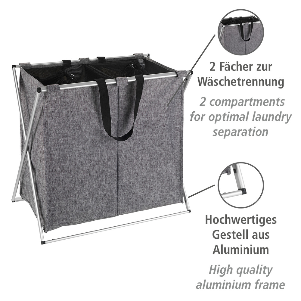 Wäschesammler Mod. Duo Grau meliert  Wäschekorb, 120 l