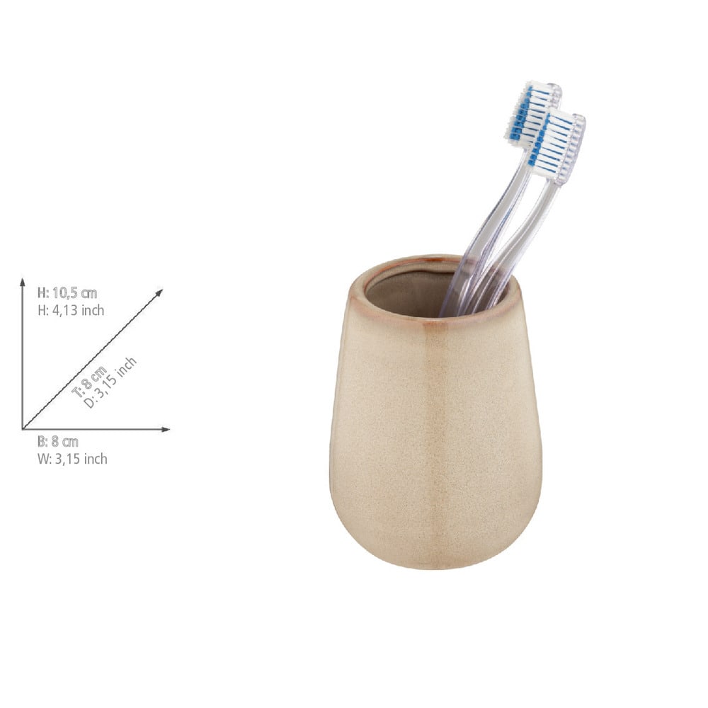 Bad-Accessoire Set Mod. Sirmione, beige, Keramik, 2-teilig freistehend, kupferfarbene Details