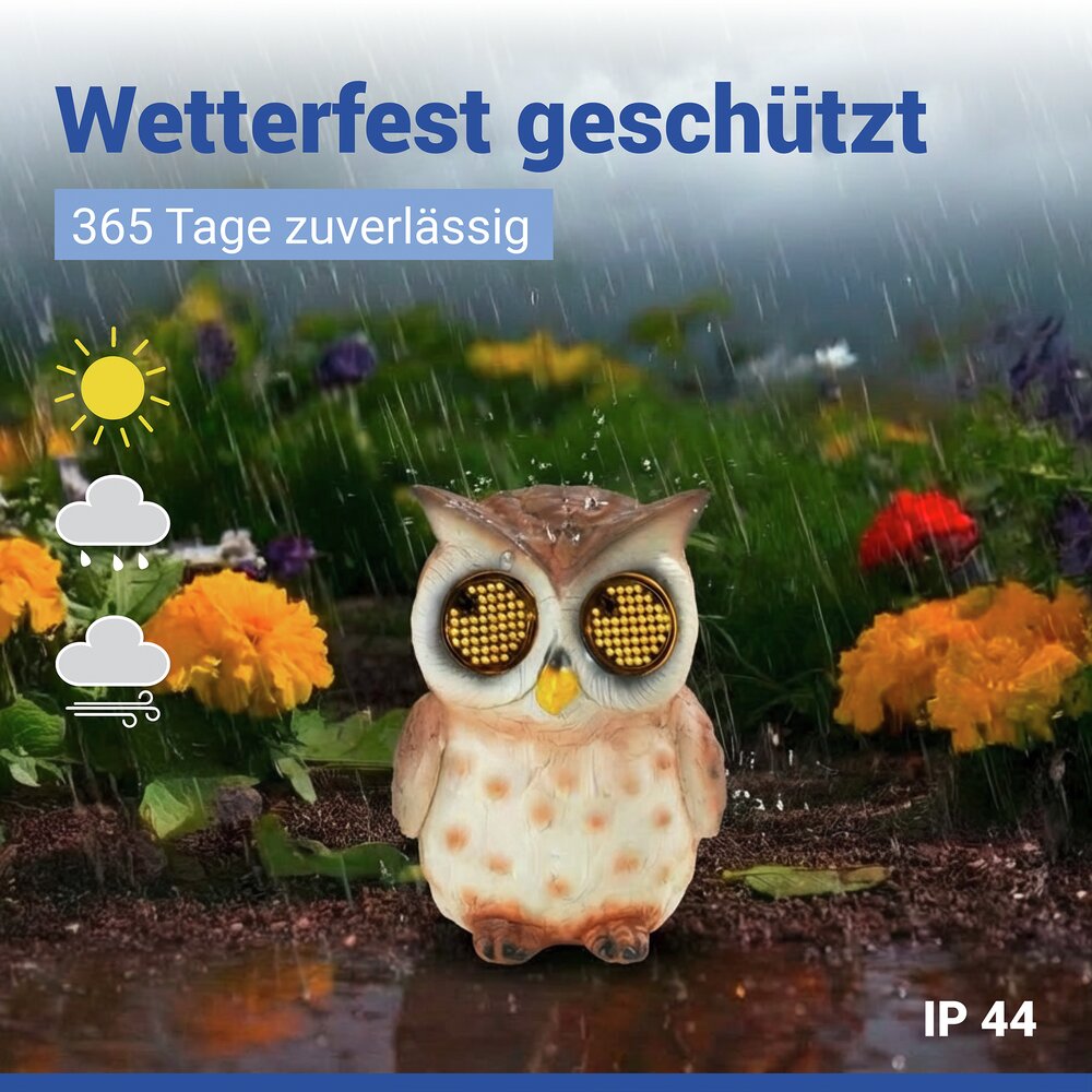 LED Gartenfigur Eule Mod. Blinky Eyes  solarbetriebene Gartendekoration mit leuchtenden Augen