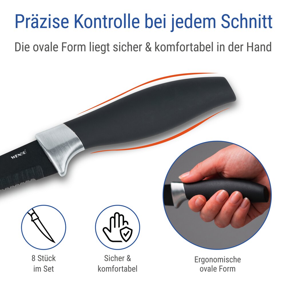 Steakmes Mod. Otis, zwart, set van 8