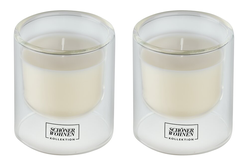 Collection SCHÖNER WOHNEN Bougie parfumée Mod. Lemongrass S, lot de 2  Durée de combustion : 20 - 25 heures