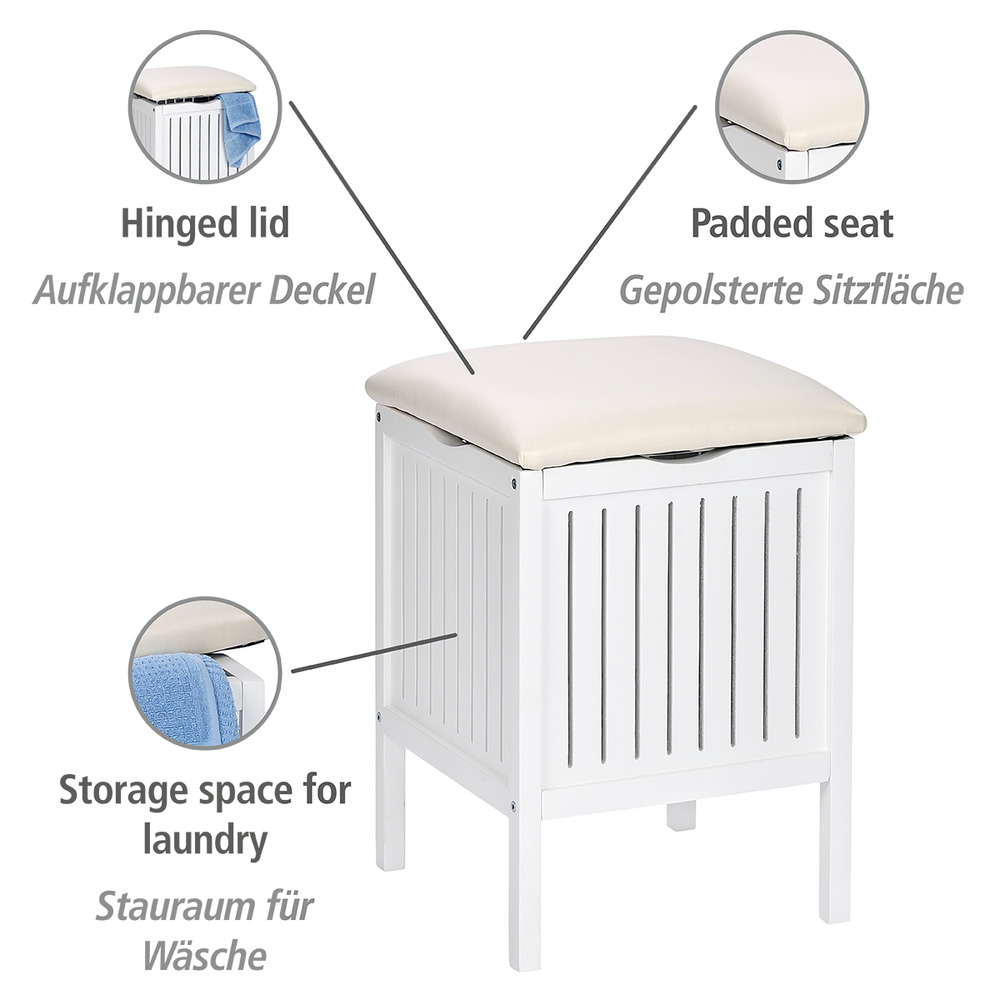 Hocker Oslo aus massivem Echtholz  Badhocker