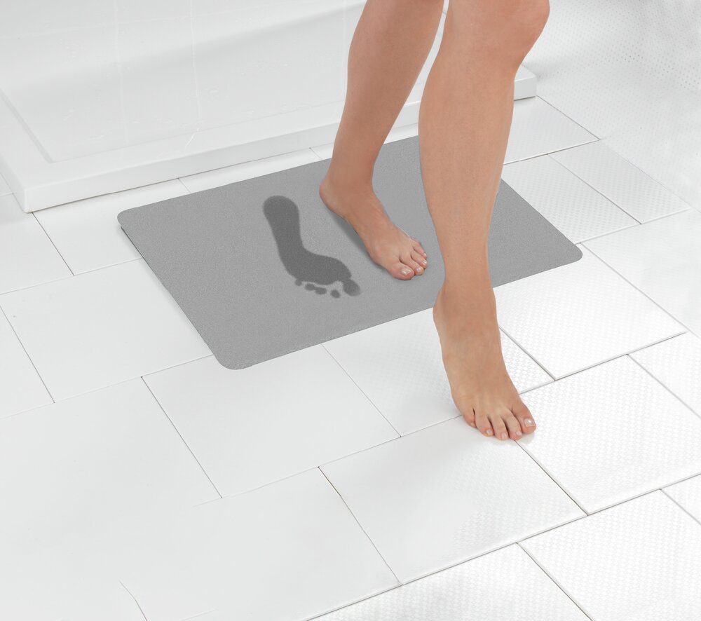 Tapis de bain à séchage rapide Gris  en 100 % polyester