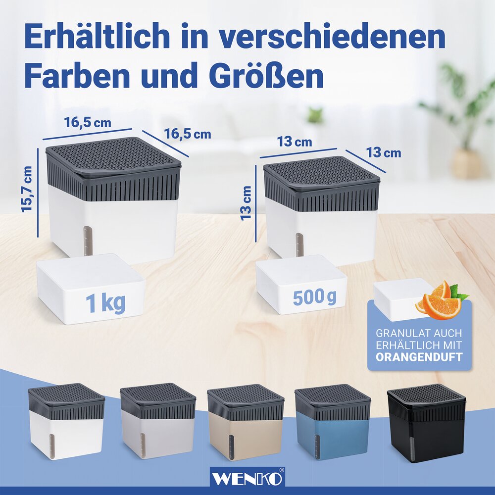 Luchtontvochtiger Mod. Cube Wit 500 g, set van 2