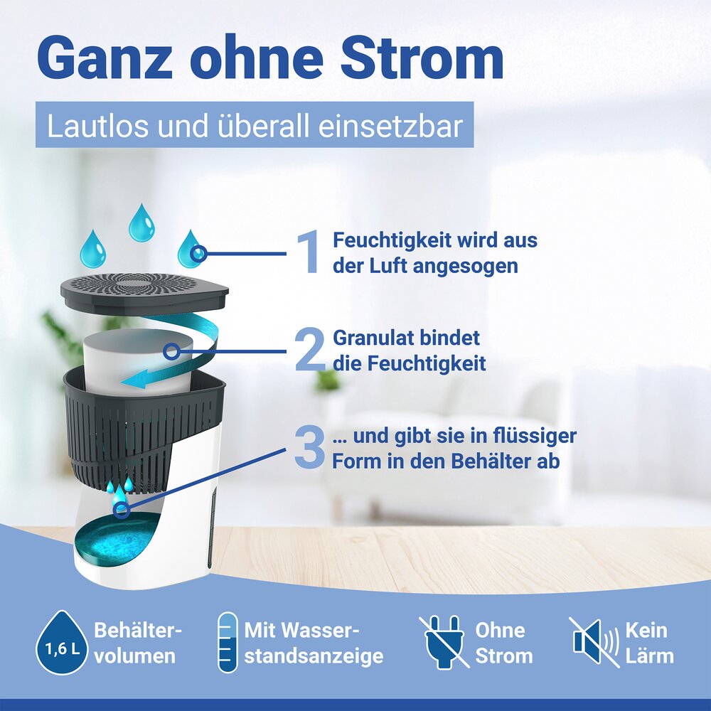 Déshumidificateur d'intérieur Drop 1000 g blanc  pour des pièces jusqu’à environ 80 m³