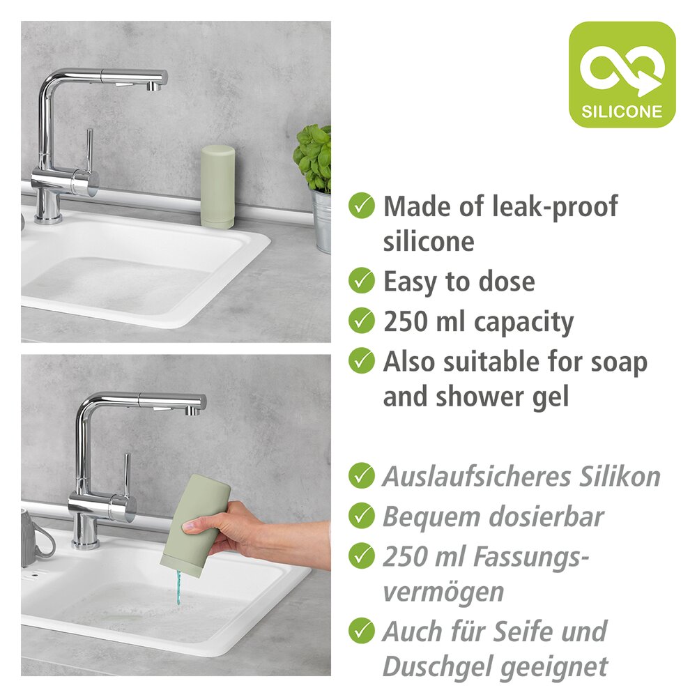 Spülmittelspender Easy Squeez-e Lindgrün  aus auslaufsicherem Silikon