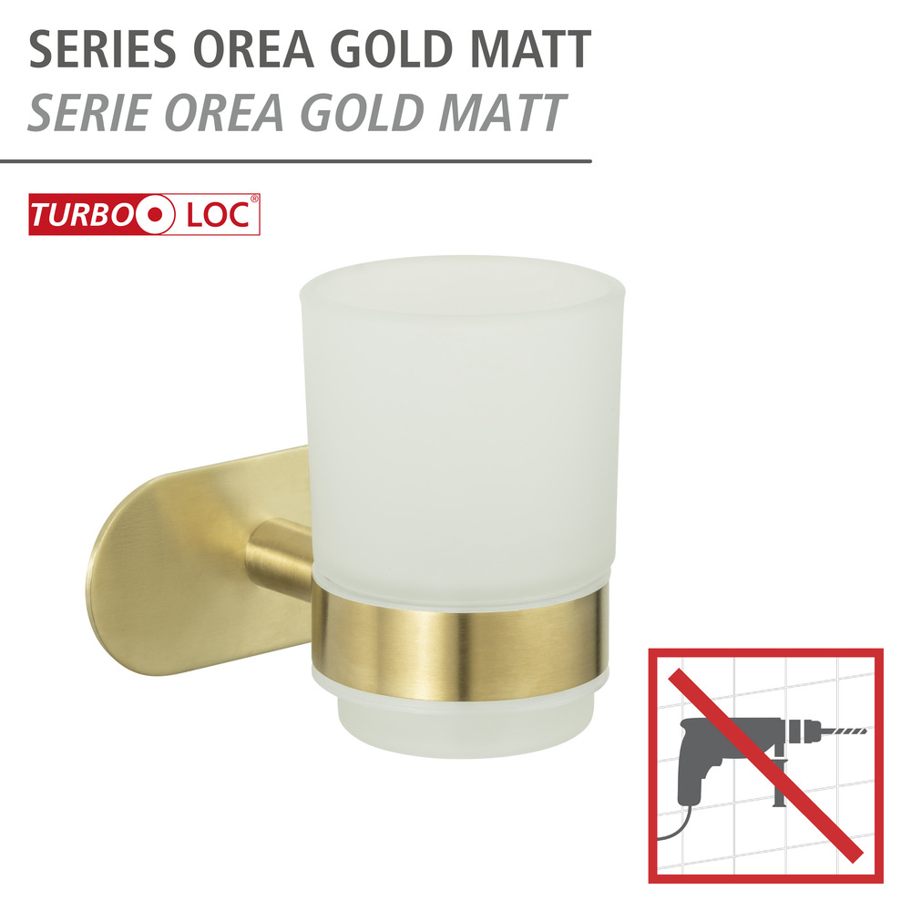 Turbo-Loc® Zahnputzbecher Uno Orea Gold Matt  Befestigen ohne Bohren